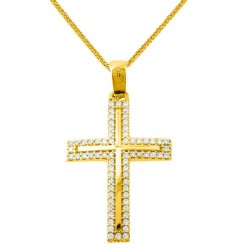 Χρυσός βαπτιστικός σταυρός Κ14 με αλυσίδα